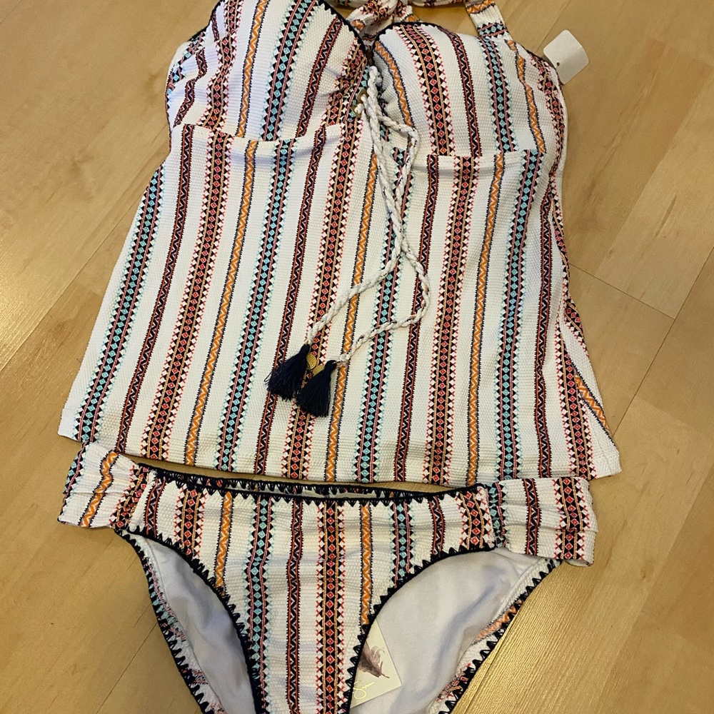 Jessica Simpson Bow Halter Tankini Swimsuit